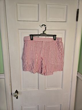 Banana Republic Red & White Striped Bermuda Shorts Size L